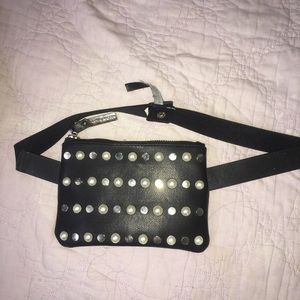 Black leather fanny pack